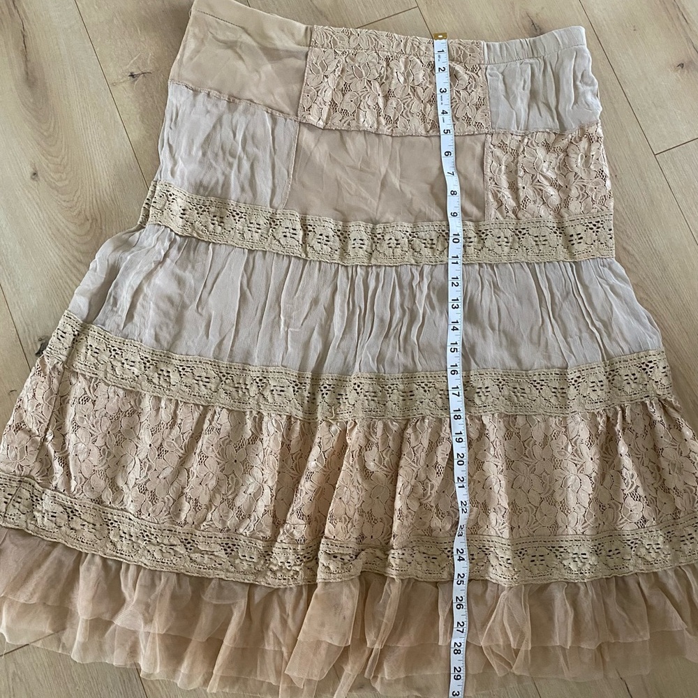 Vintage My Michelle Maxi Skirt boho cottage coreFloral Lace Patchwork Women's L - Picture 9 of 12